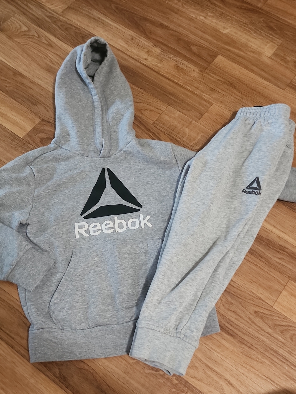 Reebok Light Gray Logo Hoodie and Jogger Set